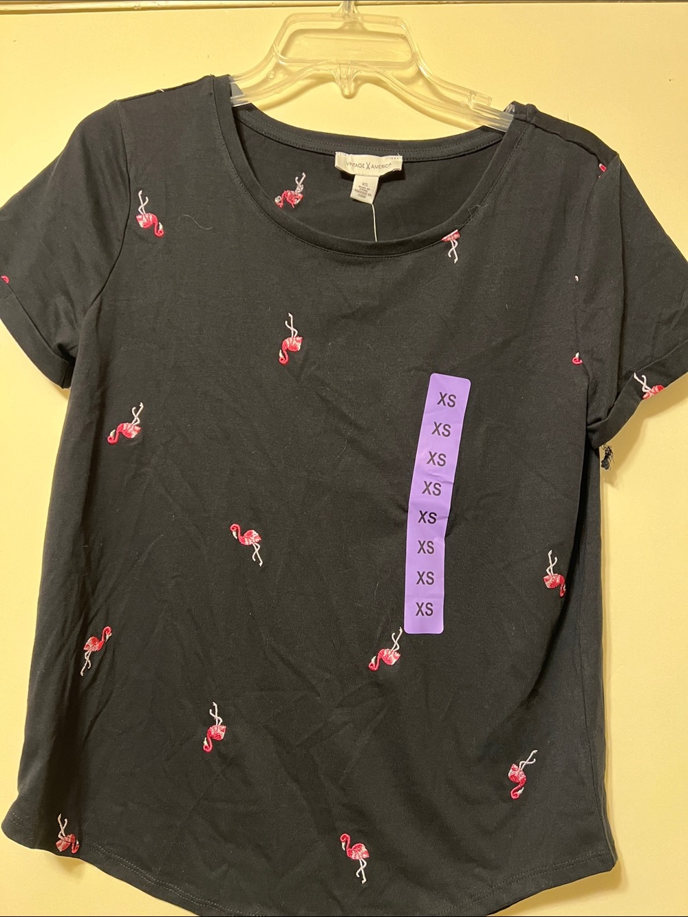 New With Tags! Short-Sleeve Crewneck Tee with Pink Flamingo Print